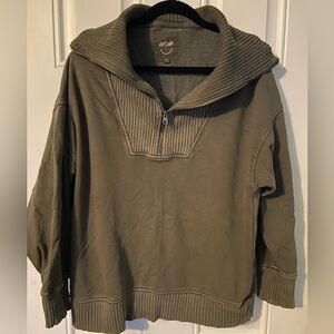 Oversized, Aerie zip-up sweatshirt with large collar.